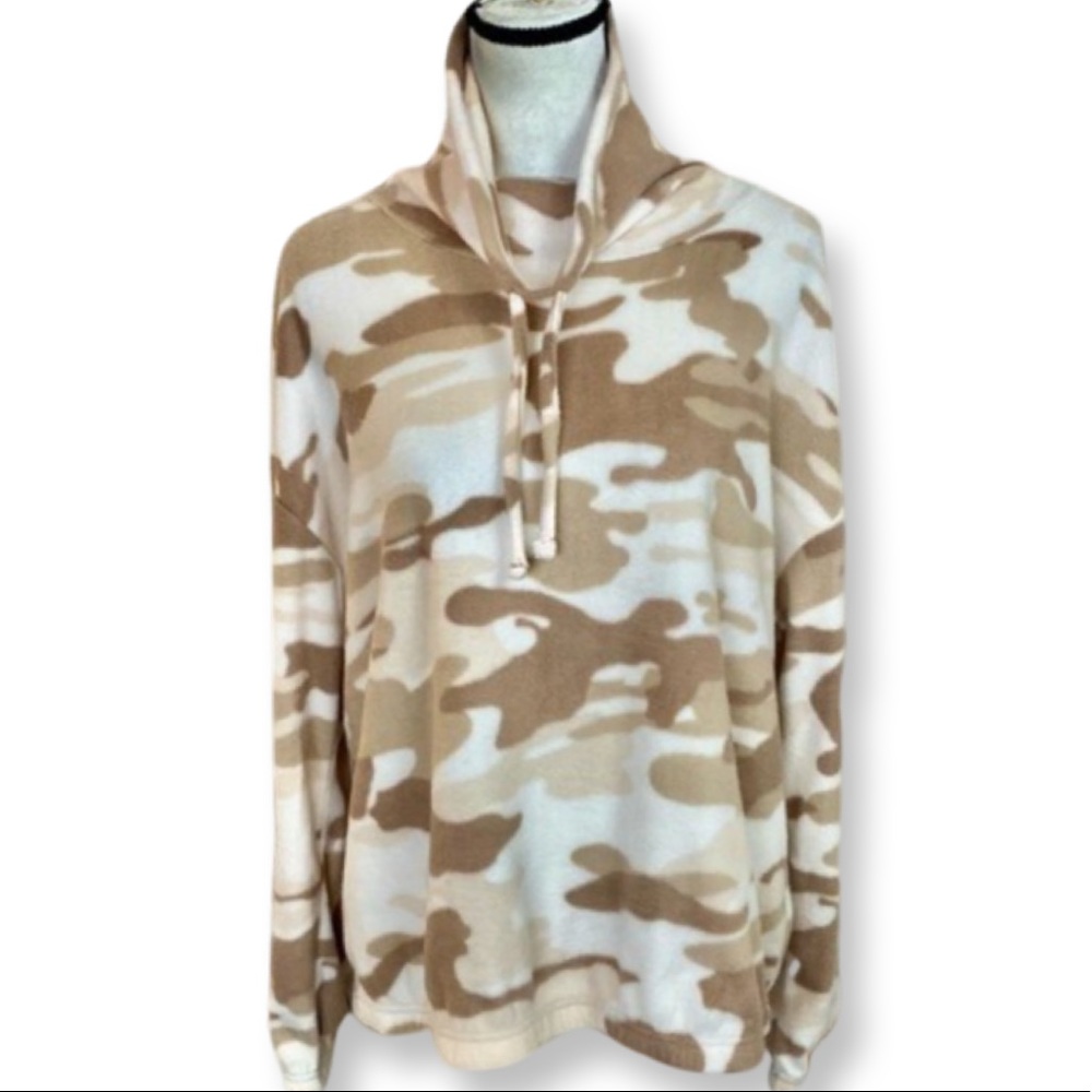 Derek Heart Mock Neck Camouflage Fleece Pullover Size Large
